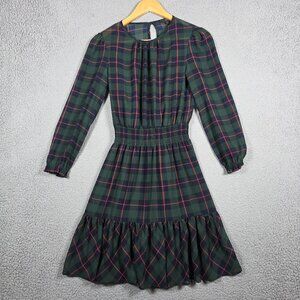 J. Crew Dress Size XXXS Tartan Blackwatch Plaid Tiered Cottagecore Fit And Flare